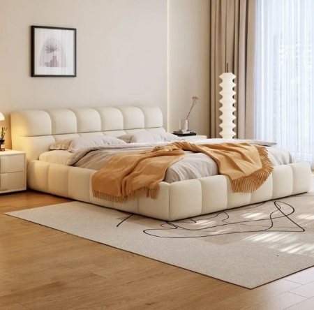 Pat Massiano 180x200 cm Tapitat Catifea Nuanta Crem Somiera Inclusa (cod A01) [1]
