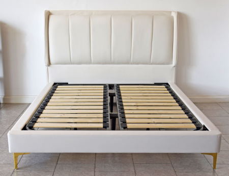 Pat Medusa 160x190 cm Tapitat Catifea Nuanta Crem Somiera Inclusa (cod 9925) [1]