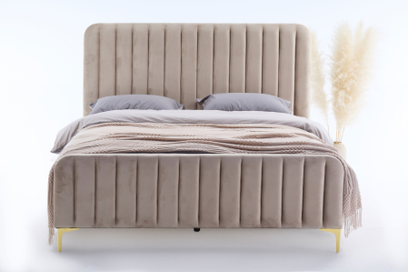 Pat Melinda 160X200 Tapitat Catifea Bej Somiera Inclusa (cod: ML-2202A)