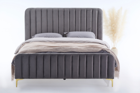 Paturi - Pat Melinda 180X200 Tapitat Catifea Gri Somiera Inclusa
