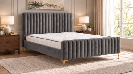 Paturi - Pat Melissa 160x200 Tapitat Catifea Gri