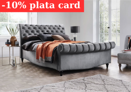 Produse - Pat Misterio 160x200 cm Tapitat Catifea Gri