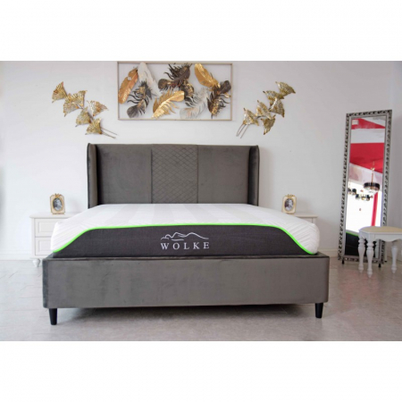 Paturi - Pat Oslo 180x200 cm Tapitat Catifea Gri