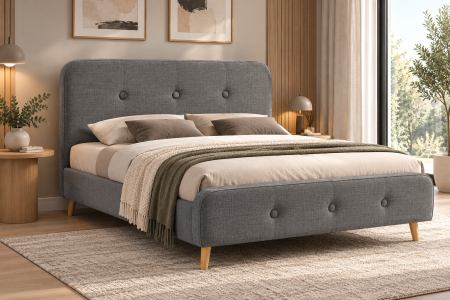 Paturi - Pat Replay 160x200 cm Tapitat Stofa Dark Grey Somiera Inclusa ML1721