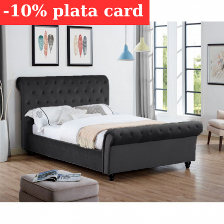 Pat Silver 160x200 cm Tapitat Catifea Dark Grey [1]