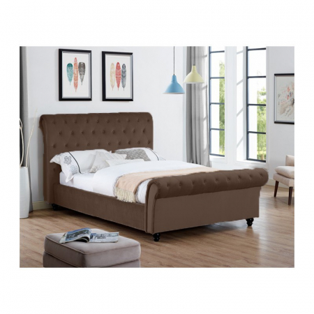 Paturi - Pat Silver 180x200 cm Tapitat Catifea Taupe