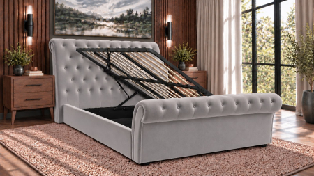 Paturi - Pat Silver 140x200 cm Tapitat Catifea Taupe