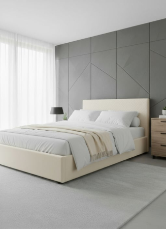 Pat Star 180x200 cm Lada Depozitare Tapitat Catifea Gri G28 [1]