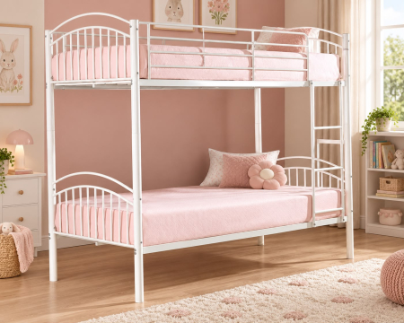 Paturi - Pat Supraetajat 215x99 cm Metalic Alb Kids MBO6