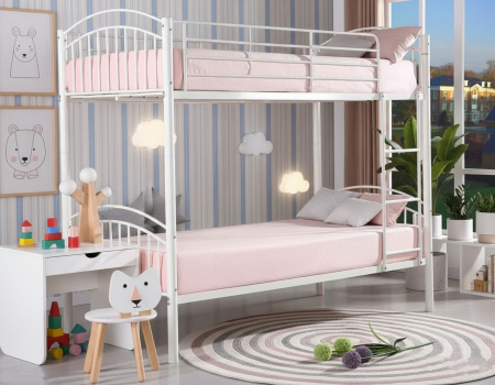 Pat Supraetajat 215x99 cm Metalic Alb Kids MBO6 [3]