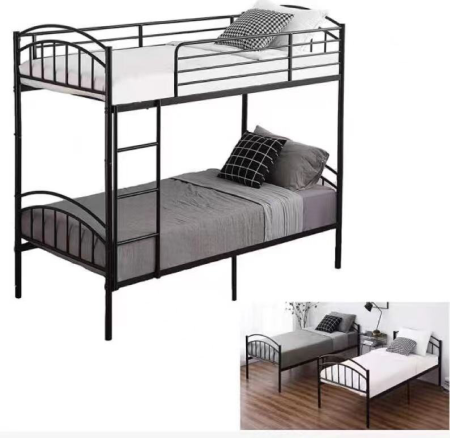 Pat Supraetajat 215x99 cm Metalic Negru Kids MBO6 [2]