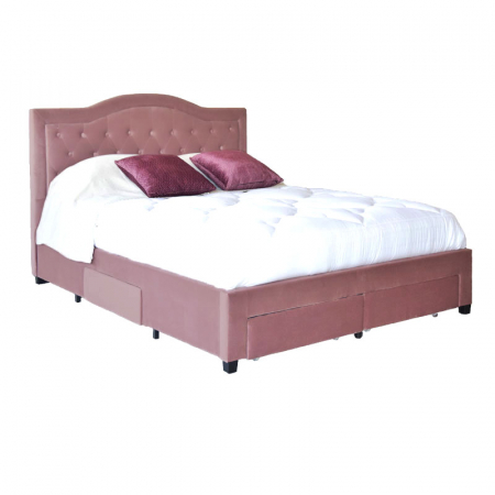 Pat Terasino cu sertare 180X200 cm Tapitat Catifea Roz [2]