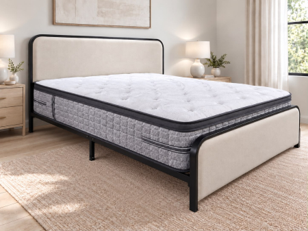 Paturi - Pat Vida 160x200 cm Tapitat Stofa Bej Somiera Metalica Inclusa