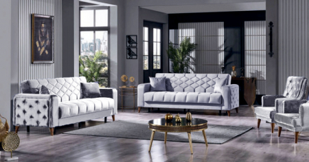 Produse - Set 3+2+1 Melissa Catifea Lada Depozitare 51-103 Gri