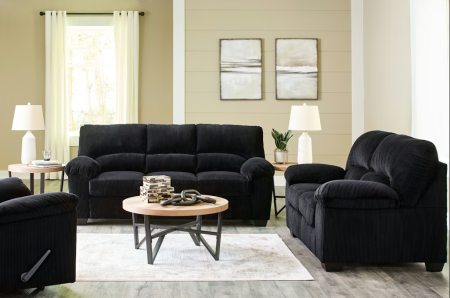 Canapele - Set Canapele 3+2+1 Simplejoy Tapitat Culoare Negru