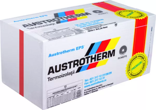 Materiale de constructii - Poliesten expandat, 80 gr, 120mm, 2mp/pachet, 4 placi/parchet, Austrotherm EPS