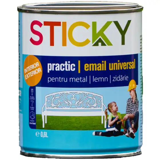 Amenajari pentru interior - Vopsea alchidica, alb, 0.6l, Sticky