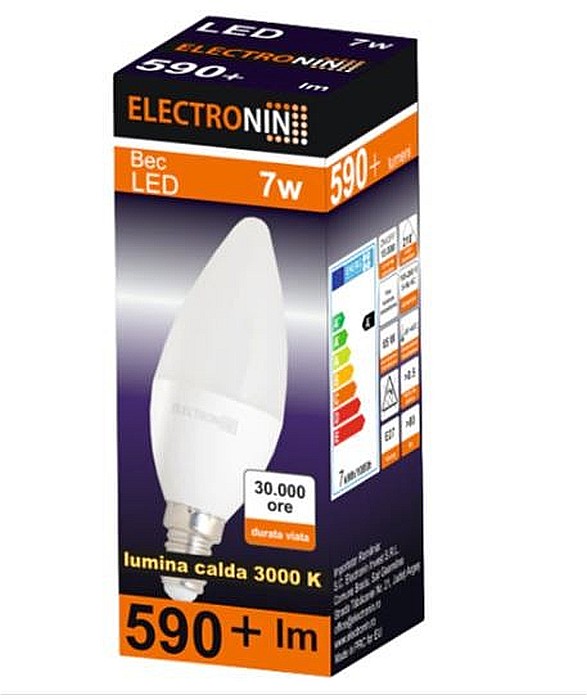 BEC LED, 7W, E14, 3000K, ELECTRONIN [1]
