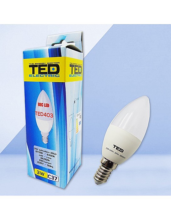 BEC LED, TED403C, LUMANARE E14 230V, 3W 2700K, C37 250LM, TED ELECTRIC [1]