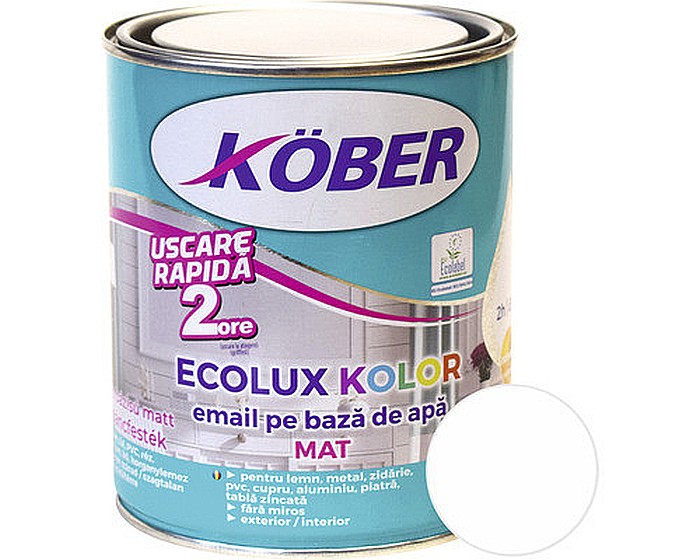 EMAIL PE BAZA DE APA, ECOLUX KOLOR, ALB MAT , 0.6 L, KOBER [1]