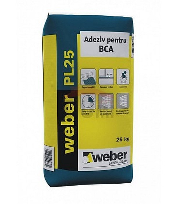 MORTAR DE ZIDARIE PENTRU BCA, PL25, 25KG, WEBER [2]