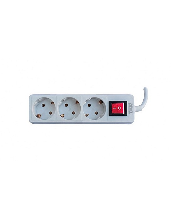 PRELUNGITOR 5 METRI, 1TED5M3P+I, 3 PRIZE SCHUKO + INTRERUPATOR CABLU 3X1MM, ALB [1]