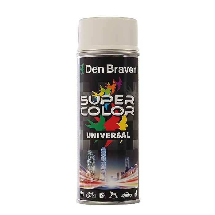 SPRAY, SUPER COLOR UNIVERSAL, ALB MAT, RAL9010, 400ML, DEN BRAVEN [1]