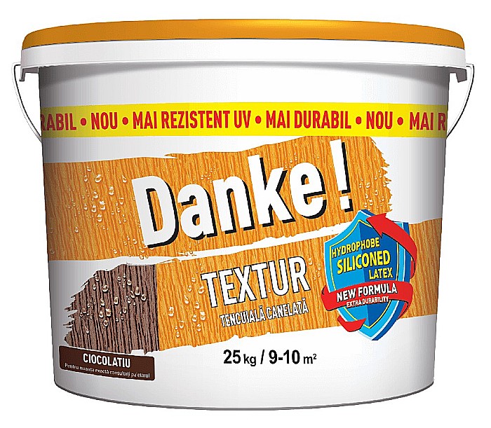 TENCUIALA DECORATIVA TEXTUR, ASPECT STRUCTURAT, CIOCOLATIU, INTERIOR/EXTERIOR, 25 KG, DANKE [1]