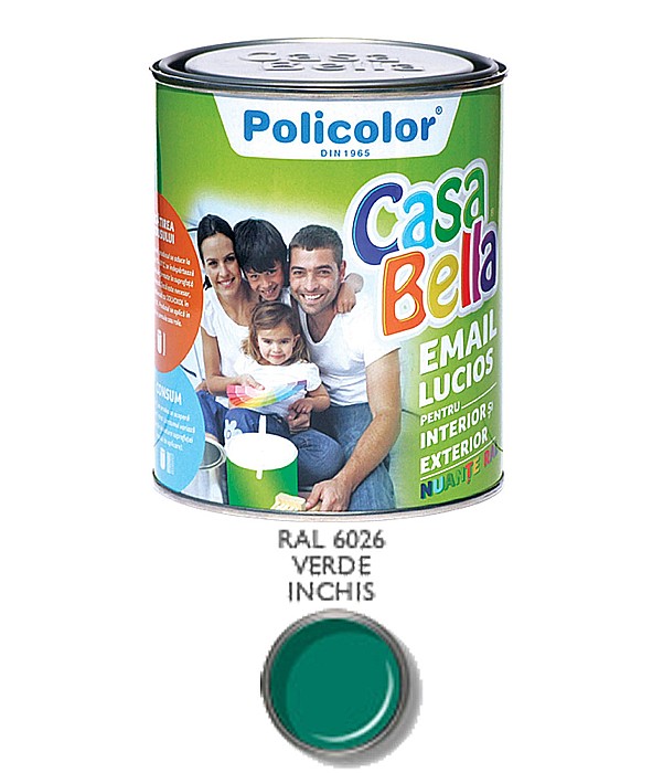 VOPSEA ALCHIDICA PENTRU LEMN / METAL, INTERIOR / EXTERIOR, VERDE RAL6026, 0.75L, CASABELLA [1]