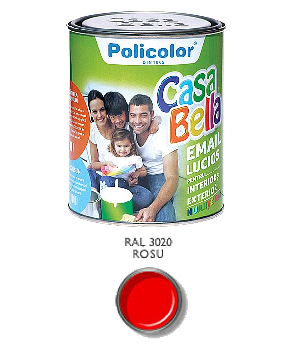 VOPSEA ALCHIDICA PENTRU LEMN / METAL, INTERIOR / EXTERIOR, ROSU RAL3020, 0.75L, CASABELLA [1]