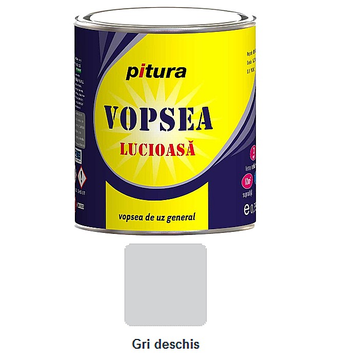 VOPSEA ALCHIDICA PENTRU LEMN / METAL, INTERIOR / EXTERIOR, GRI DESCHIS, 0.6L, PITURA [1]