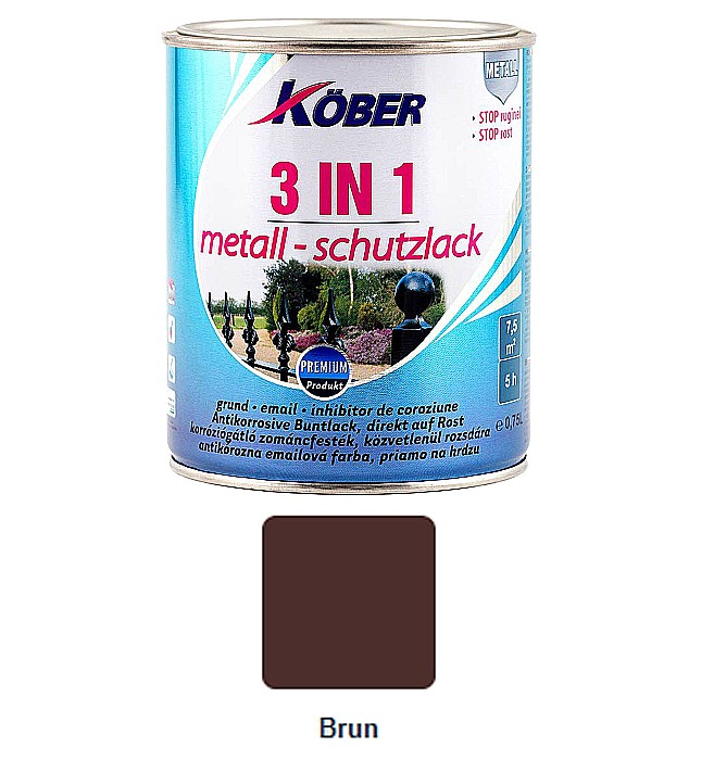 VOPSEA ALCHIDICA PENTRU METAL, 3 IN 1, INTERIOR / EXTERIOR, BRUN RAL8017, 0.75L, KOBER [1]