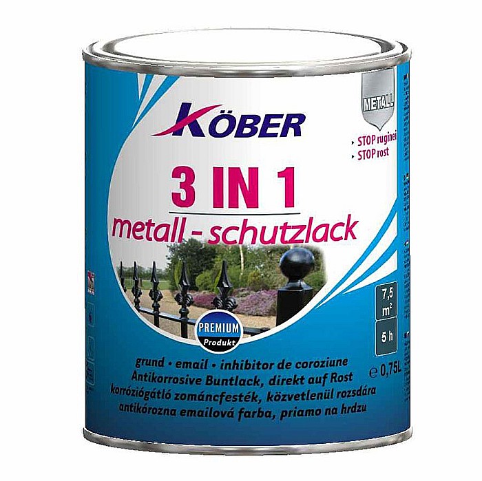 VOPSEA ALCHIDICA PENTRU METAL, 3 IN 1, INTERIOR / EXTERIOR, VERDE LUMINOS, 0.75L, KOBER [1]