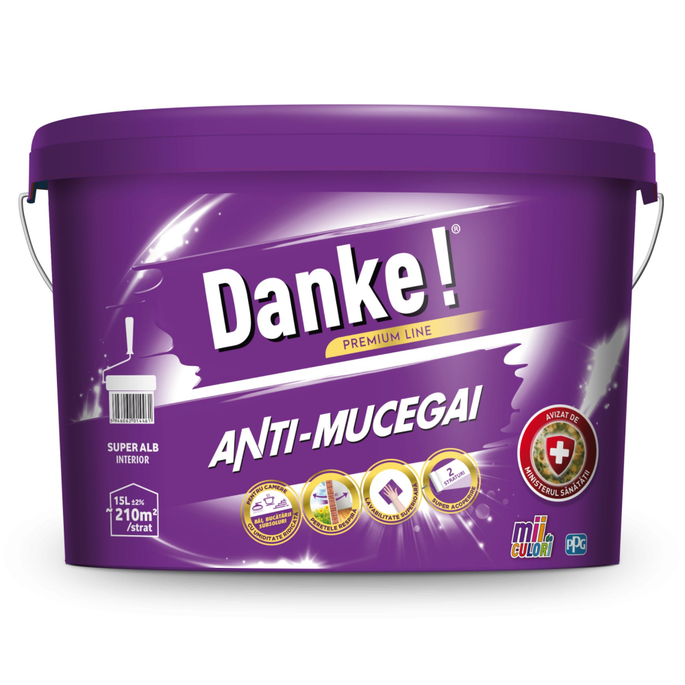 Vopsea lavabila anti-mucegai 15L Danke [1]