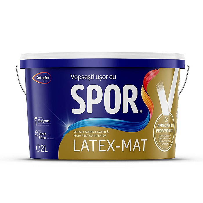 VOPSEA LAVABILA INTERIOR LATEX, MAT, 2L , SPOR [1]