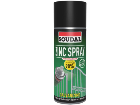SPRAYURI VOPSIT - 155885 SPRAY ZINC 98% ACRYLIC MAT 400ML SOUDAL