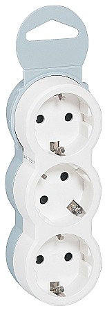 Electrice - ADAPTOR 3 PRIZE LEGRAND HELIUM, 050656, 16A, CONTACT DE PROTECTIE, ALB CU GRI
