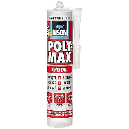 Adezivi universali - ADEZIV UNIVERSAL, POLY MAX CRISTAL, TRANSPARENT, 300ML, BISON