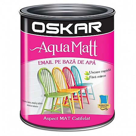 Vopsele pe baza de apa (interior - VOPSEA ACRILICA, AQUA MATT, ALBASTRU ACVATIC, 0.6L, OSKAR