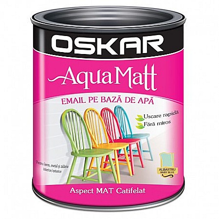 Vopsele pe baza de apa (interior - AQUA MATT 0.6L ALBASTRU BABY BLUE OSKAR
