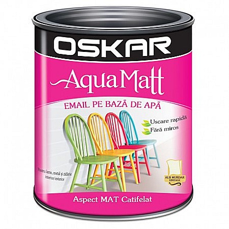 Vopsele pe baza de apa (interior - VOPSEA ACRILICA, AQUA MATT, ALB MURDAR, 0.6L, OSKAR