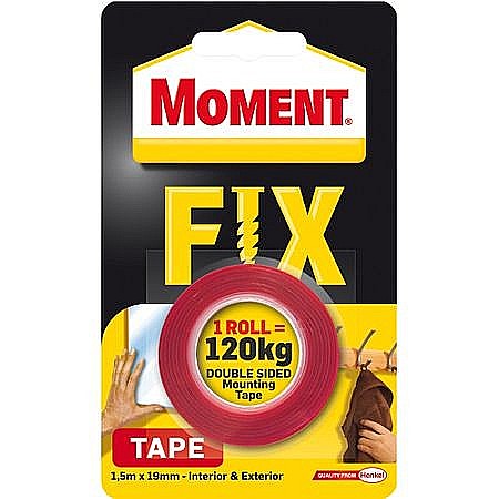 Scule si unelte - BANDA DUBLU ADEZIVA, MOMENT FIX, 1.5MX19MM, 120KG, ROSU, MOMENT