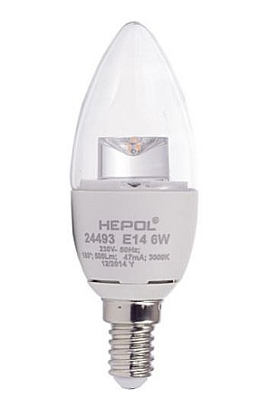 Electrice - BEC LED, FORMA LUMANARE, E14, 6W, 25000 ORE, LUMINA CALDA, HEPOL