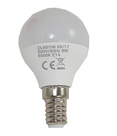 Electrice - BEC LED SFERIC, DL65106, E14 6W 220V, 6500K G45, LUMINA RECE