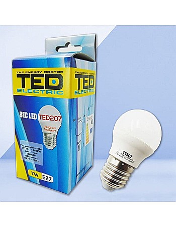 Electrice - BEC LED, TED207R, E27, G45, 230V, 7W, 6400K, 560LM, LUMINA RECE, TED ELECTRIC