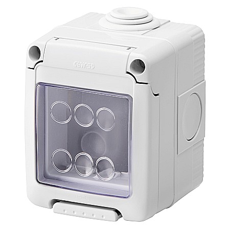 Electrice - CADRU APARENT, GW27042, SYSTEM , 2 MODULE, IP55, GRI, PENTRU PRIZA / INTRERUPATOR, GEWISS
