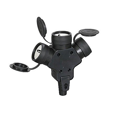 Electrice - CUPLA TRIPLA CAUCIUC, 7125, IP44, NEAGRA, CU CONTACT PROTECTIE, 16 A, 250 V, ATRA