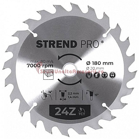 Scule si unelte - DISC CIRCULAR LEMN, SK-2232022, 180X2.2X20MM, STREND PRO