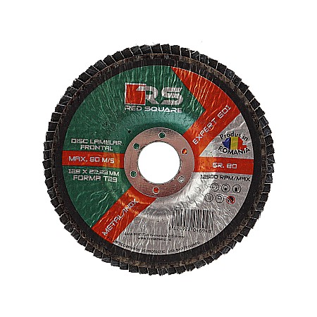 Discuri inox - DISC LAMELAR FRONTAL, PENTRU OTEL / INOX, RED SQUARE, 125X22MM, GRANULATIE 80