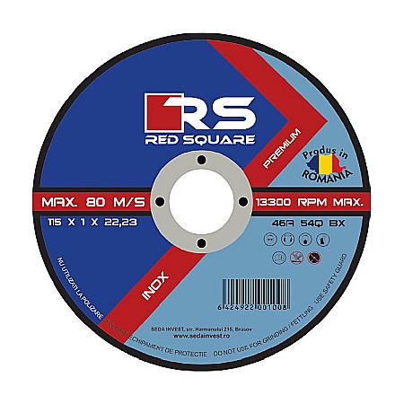 Discuri inox - DISC PENTRU DEBITAT INOX, RED SQUARE PREMIUM, 115X1.5MM